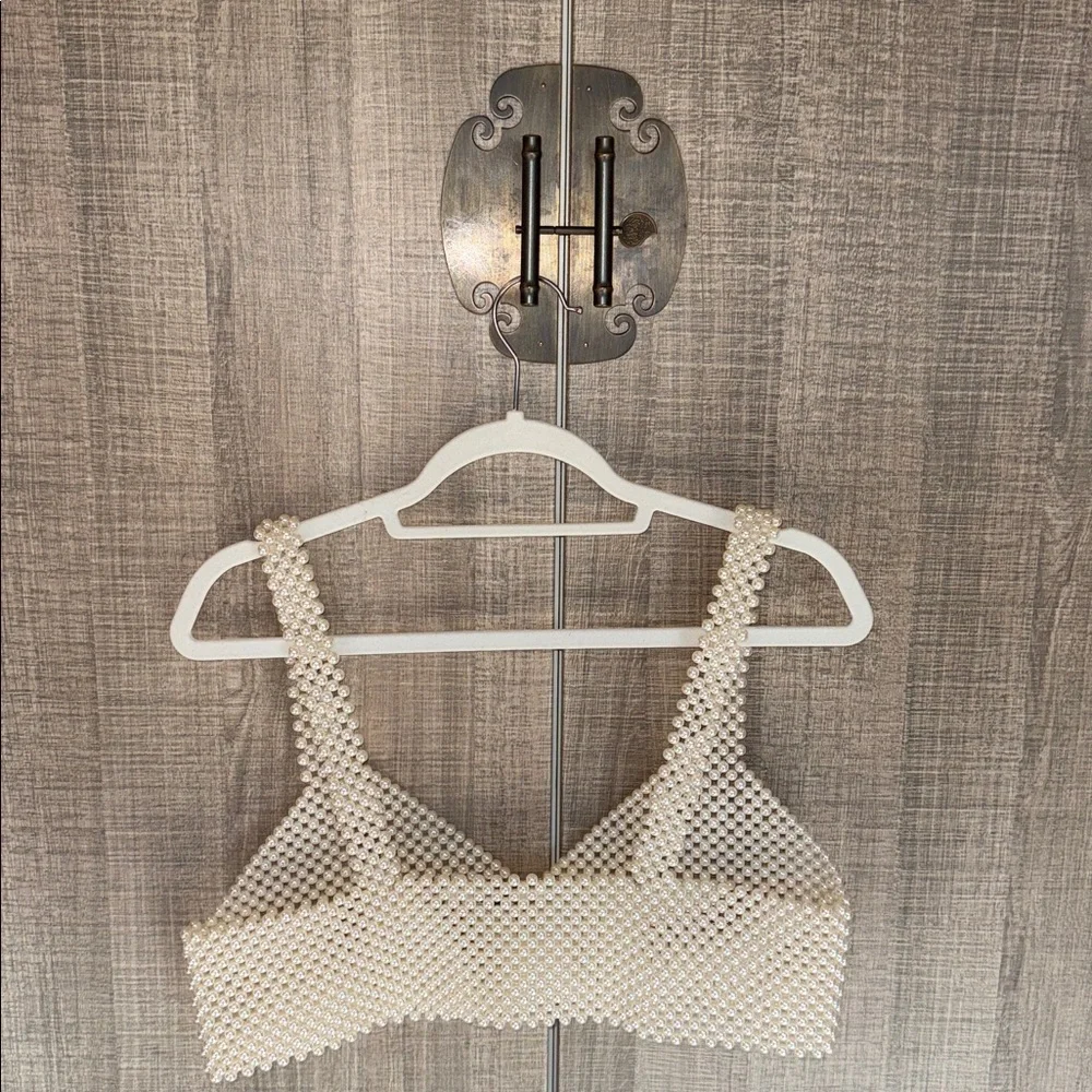 MANGO Beaded Faux Pearl Top - Picture 9 of 17